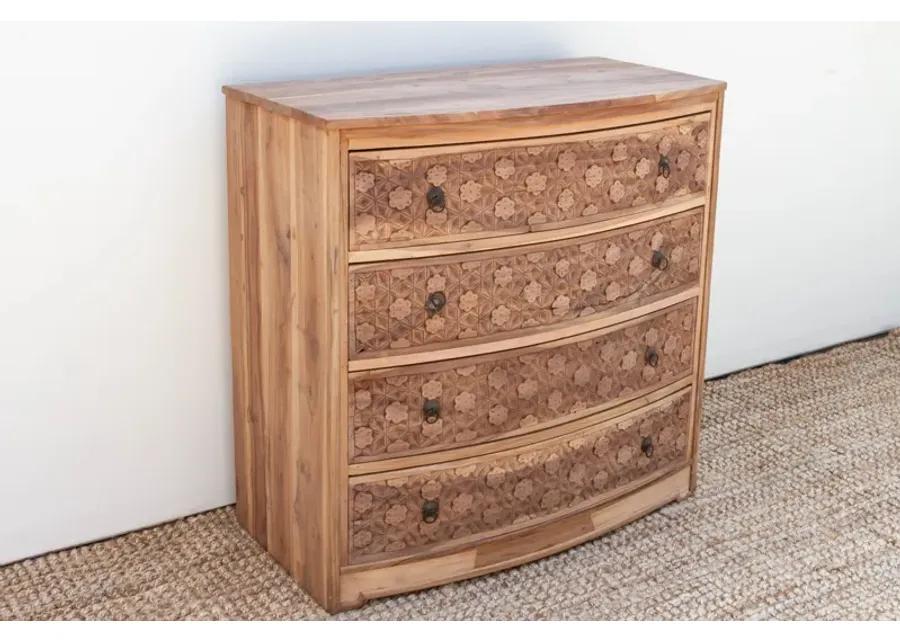 Handsome Reclaimed Teak Carved Dresser - Handcrafted