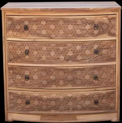 Handsome Reclaimed Teak Carved Dresser - Handcrafted