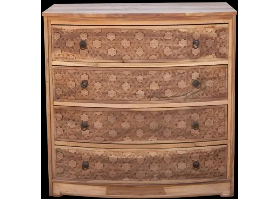 Handsome Reclaimed Teak Carved Dresser - Handcrafted