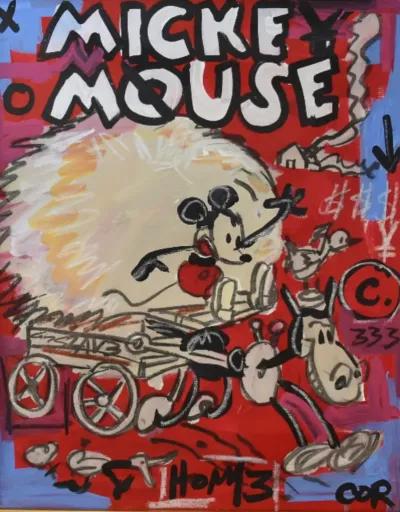 Mickey Mouse Fun Illustration Painting - Red