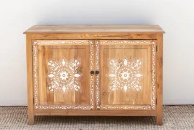 Bleached Damascus Inlay Buffet Cabinet - Brown