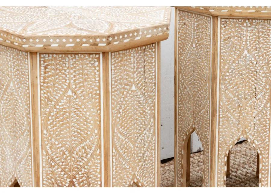 Fine Bleached & Inlay End Table - Set of 2