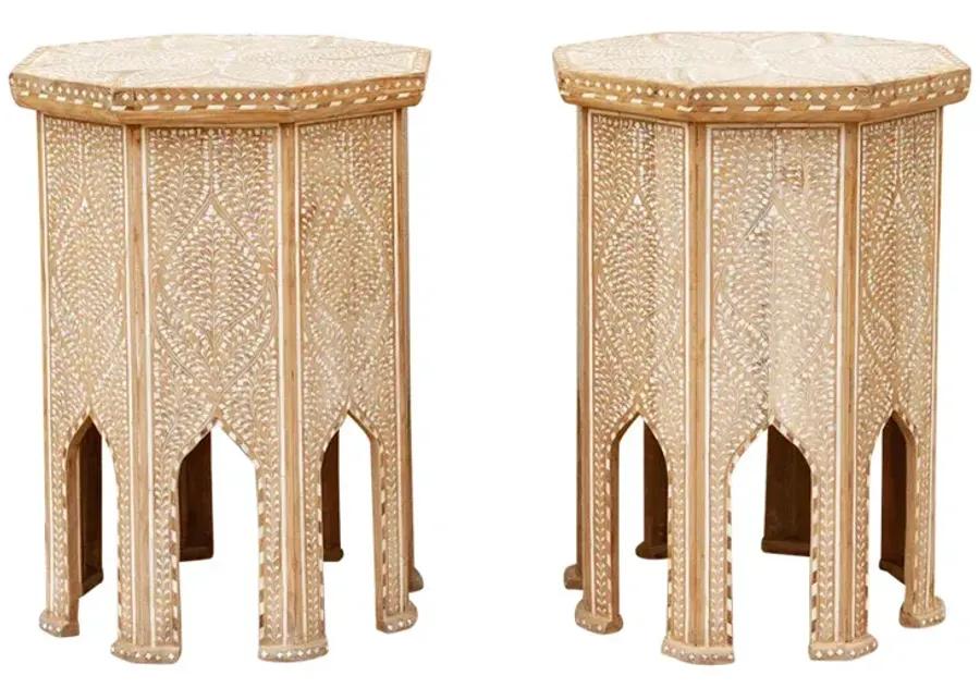 Fine Bleached & Inlay End Table - Set of 2