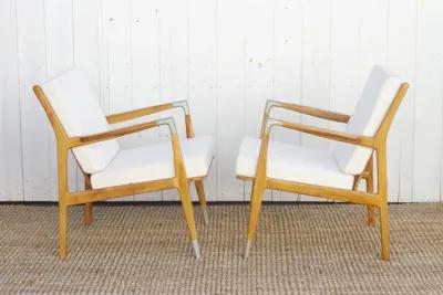 Pair of Vintage Style Bleached Chairs