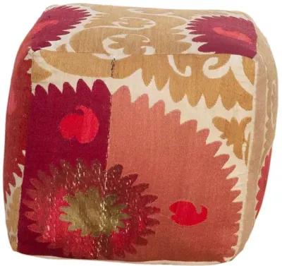 Raspberry Antique Suzani Cube Ottoman