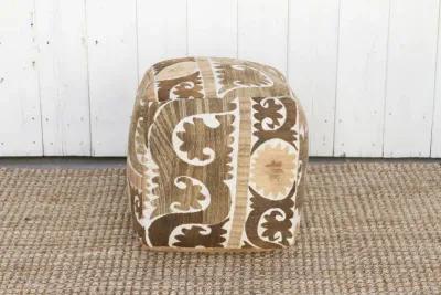 Karkara Antique Suzani Cube Ottoman