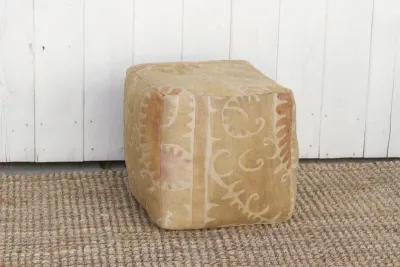 Barksoon Antique Suzani Cube Ottoman