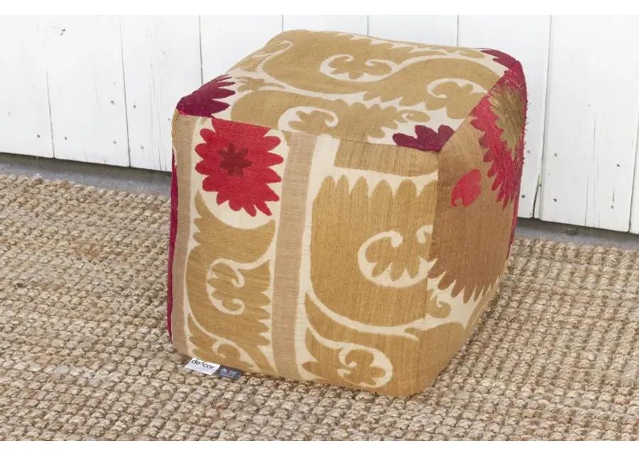 Gulnora Antique Suzani Cube Ottoman