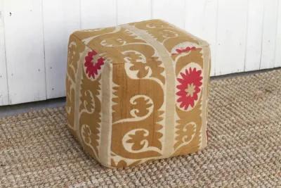 Zebo Antique Suzani Cube Ottoman