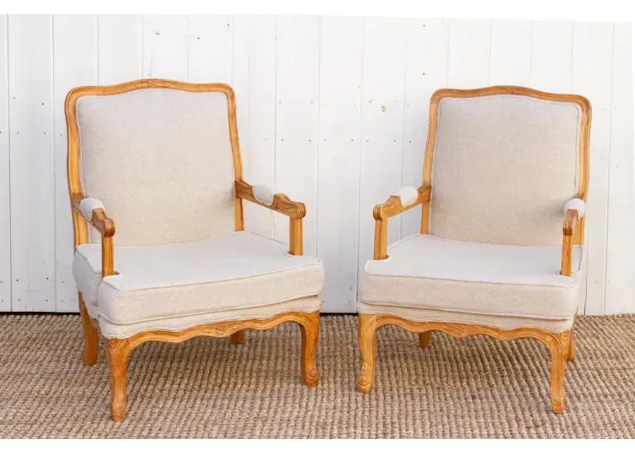 Pair of French Upholstered Arm Chair