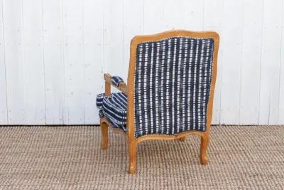 French Bleached Wood Indigo Chair