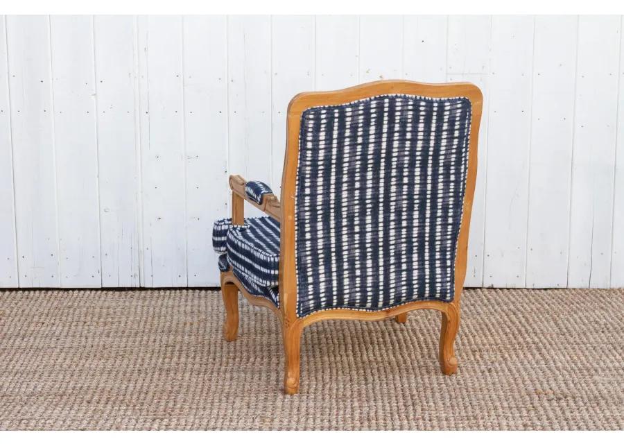 French Bleached Wood Indigo Chair