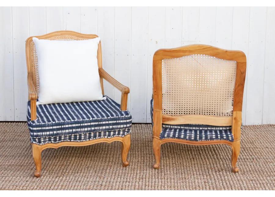 Pair of Cane Indigo Provincial Armchairs - Comfortable, Sturdy, Durable