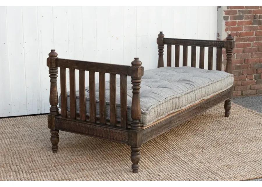 Espresso Brown Carved Indian Sofa Daybed