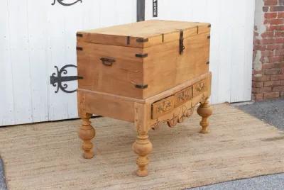 Antique Bleached Campaign Chest on Stand