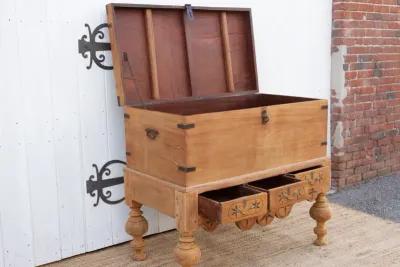 Antique Bleached Campaign Chest on Stand