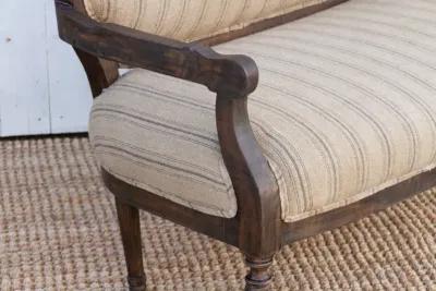 French Farmhouse Upholstery Bench - Brown