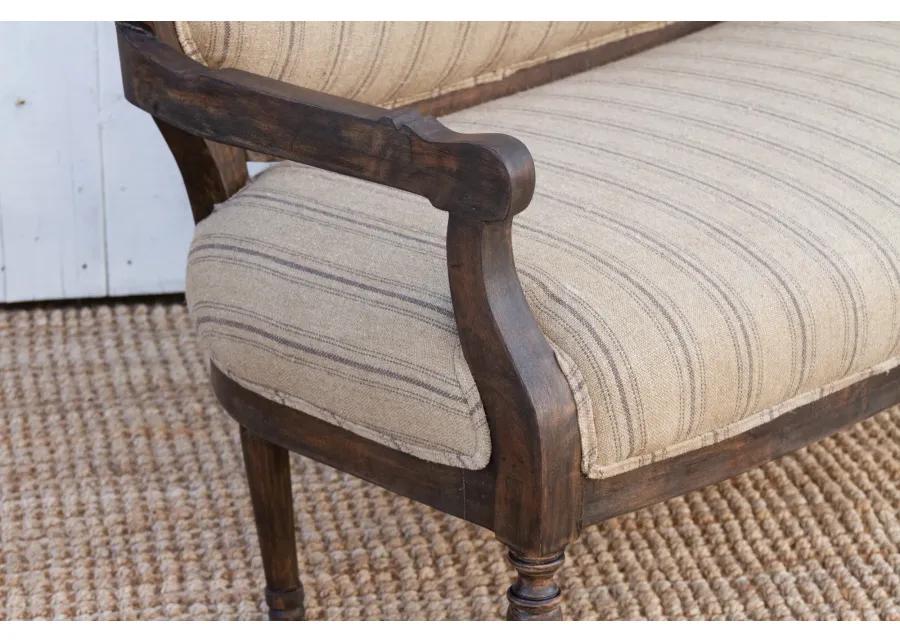 French Farmhouse Upholstery Bench - Brown