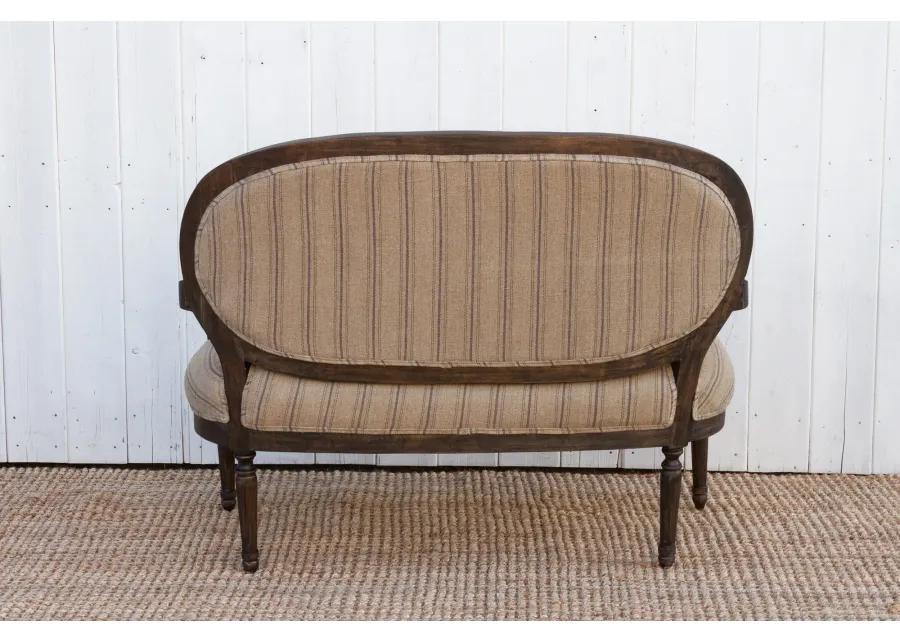 French Farmhouse Upholstery Bench - Brown