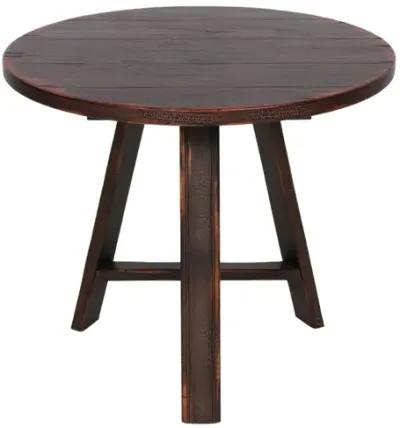 Round Plank Wood Accent Table - Brown - 30" W x 26" H