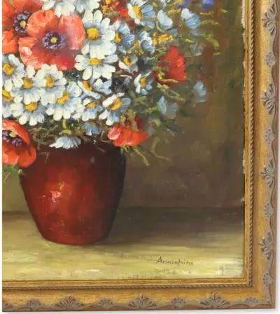 Limited Edition - Framed French Floral Still Life Painting - Gold