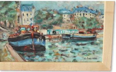 Small French Paris RIverboat Painting