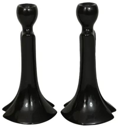 Royal Haeger Ceramic Candle Holders - Black