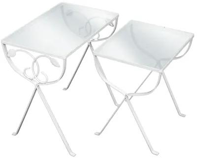 Iron Patio Nesting Tables; set/2 - White