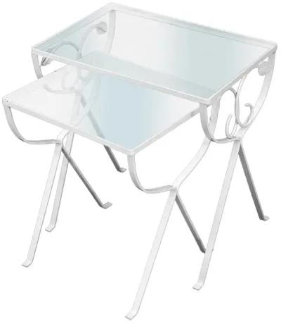 Iron Patio Nesting Tables; set/2 - White