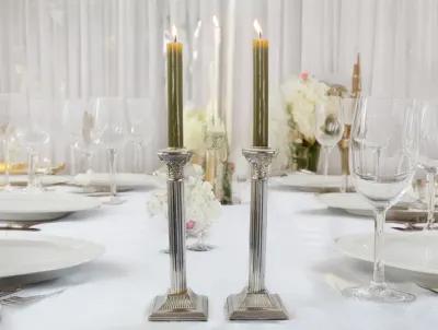 Vintage Silver-Plate Column Candlesticks