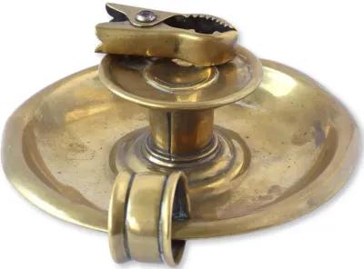 Antique Brass Chamberstick - Brown