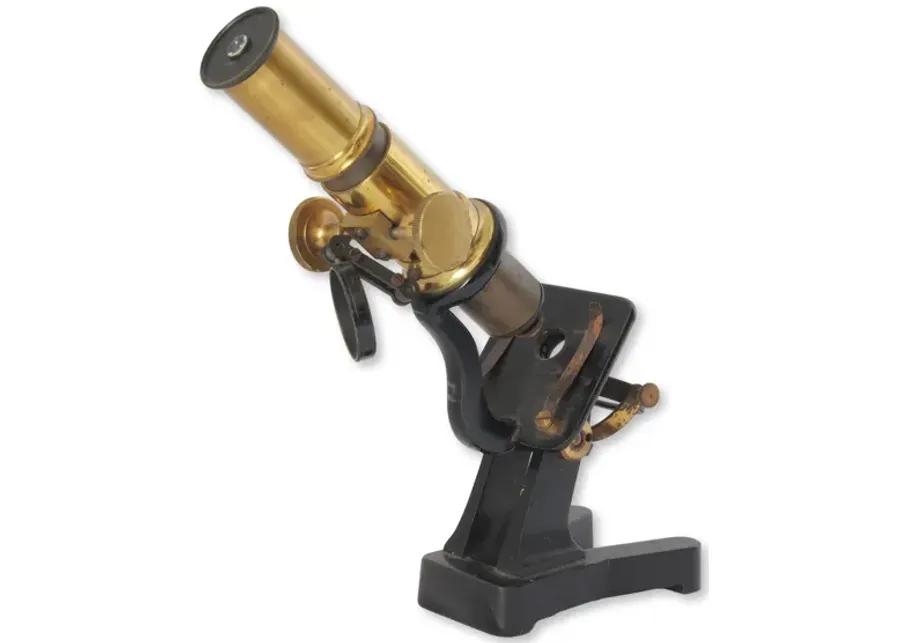 Antique Brass and Metal Microscope - Brown