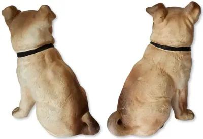 Vintage Porcelain Bisque Pug Dogs - Set of 2 - Brown