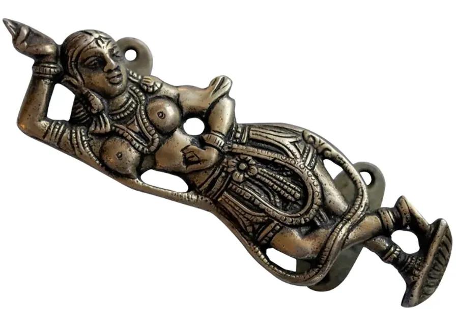 Indian Dancer Brass Door Handles - a Pair - Black