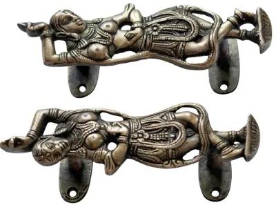 Indian Dancer Brass Door Handles - a Pair - Black