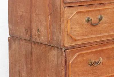 Antique Colonial Teak Chest on Chest - Brown