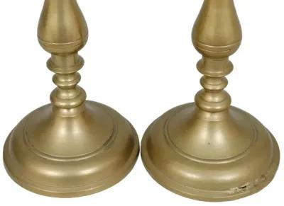 Turned Brass Candlestick Holders - a Pair