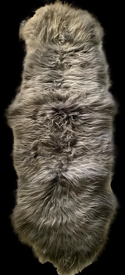 Gray Icelandic Double Sheepskin Throw - Brown