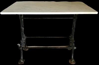 French Cast Iron Marble Bistro Table - Beige