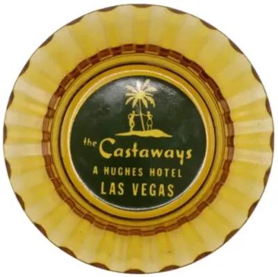 Castaways Hotel Las Vegas Glass Ashtray - Yellow