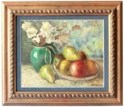 Midcentury French Still Life with Fruit - Brown