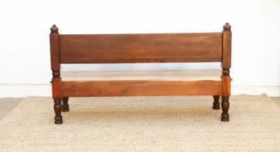 Reclaimed Wood Carved Aqua Beam Bench - Brown