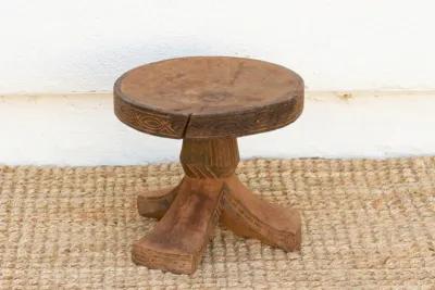 Vintage African Igbo Round Tripod Stool