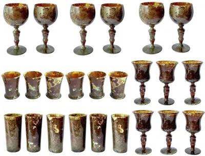 Neiman Marcus Moss Agate Beverage Set - Brown