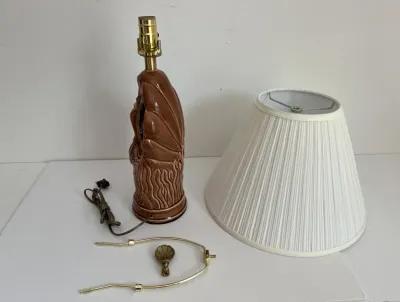 Mid Century Ceramic Coastal Lamp & Shade - Brown