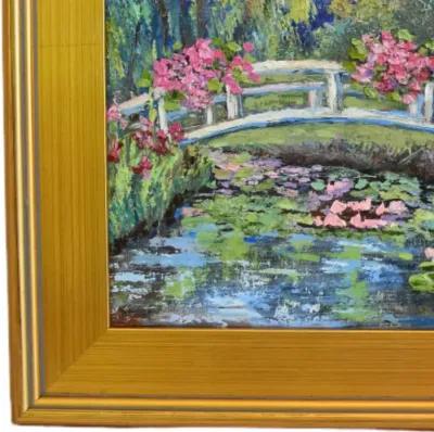 Monet-Style Water Lilies Pond Painting - Green