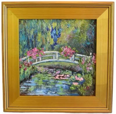 Monet-Style Water Lilies Pond Painting - Green