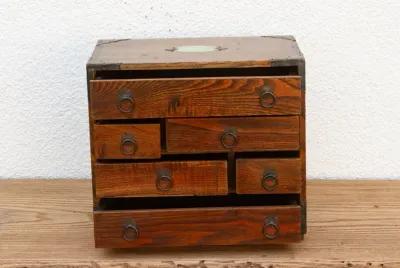 Small Vintage Multi-Drawer Elm Chest