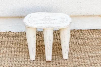 Aged Pearl White Nupe Stool