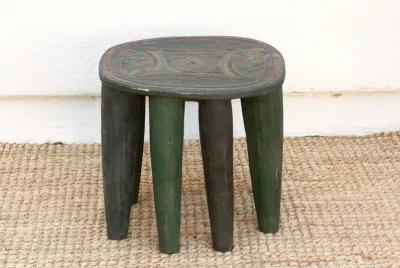 Forest Green African Nupe Side Table